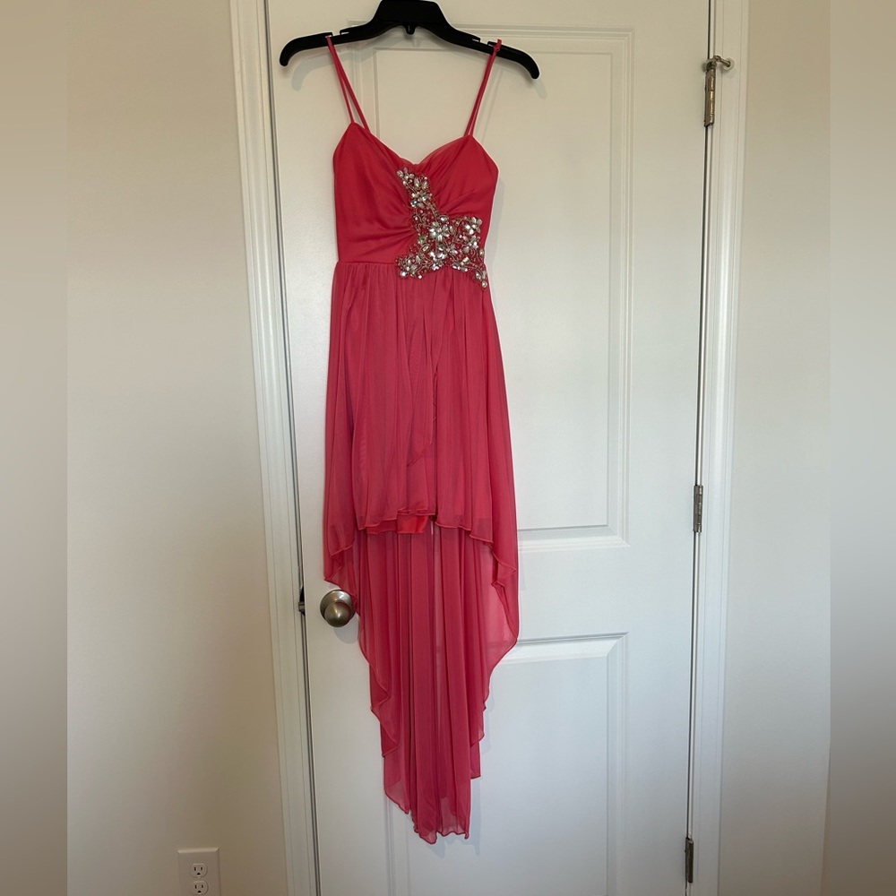 Pink beaded prom dress